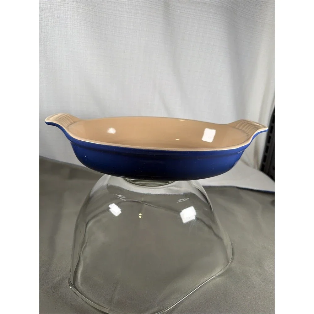 Le Creuset Heritage Stoneware Oval Au Gratin Baking Dish Marseille Blue 11.04